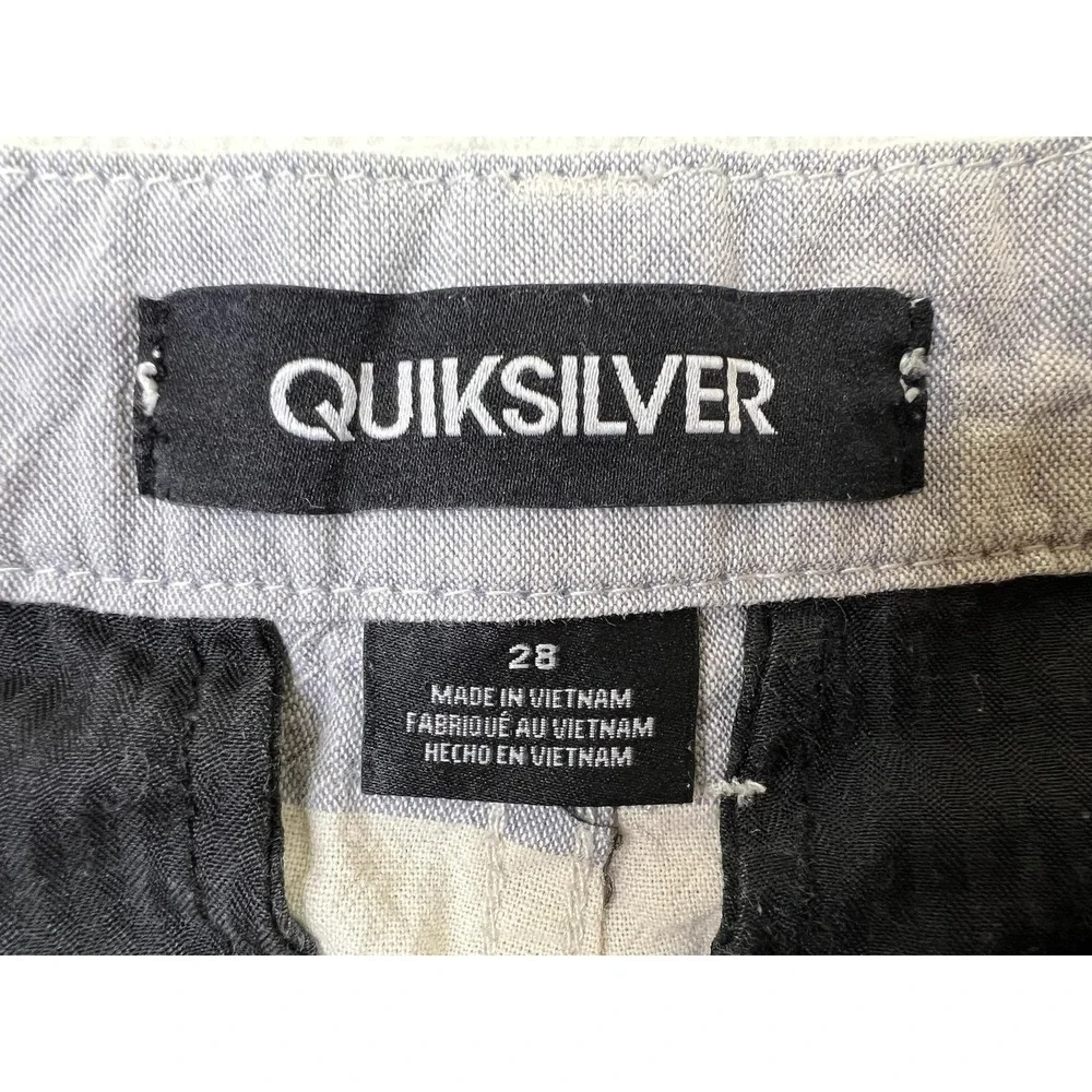 Quiksilver Shorts Mens 28 Blue Striped Chino 100% Cotton 10 Inseam Casual